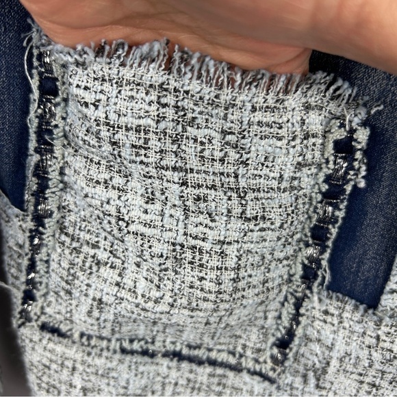 Minkas Chambray Tweed Cotton Blend Blue Full Zip Jacket Small - Picture 6 of 12
